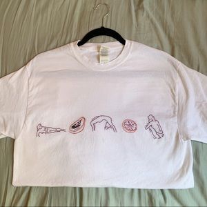 Hand embroidered nude tee